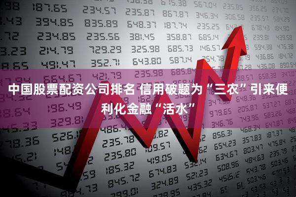 中国股票配资公司排名 信用破题为“三农”引来便利化金融“活水”